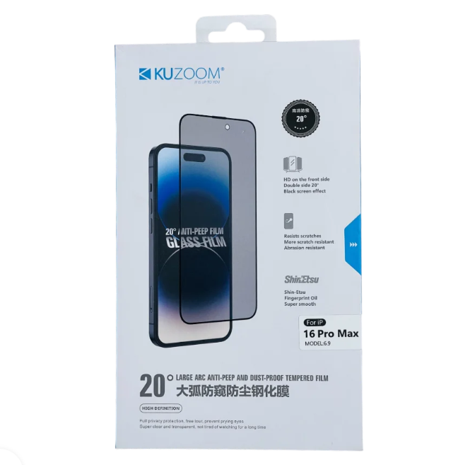 Kuzoom 3D Privacy Glass Protector for iPhone
