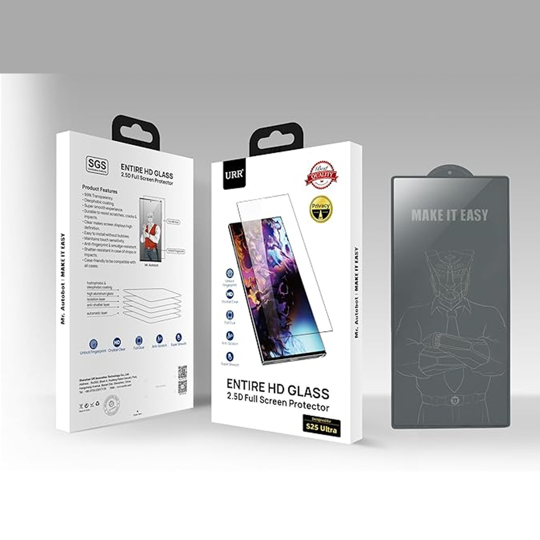 URR Entire HD Glass 2.5D Full Screen Protector for Samsung