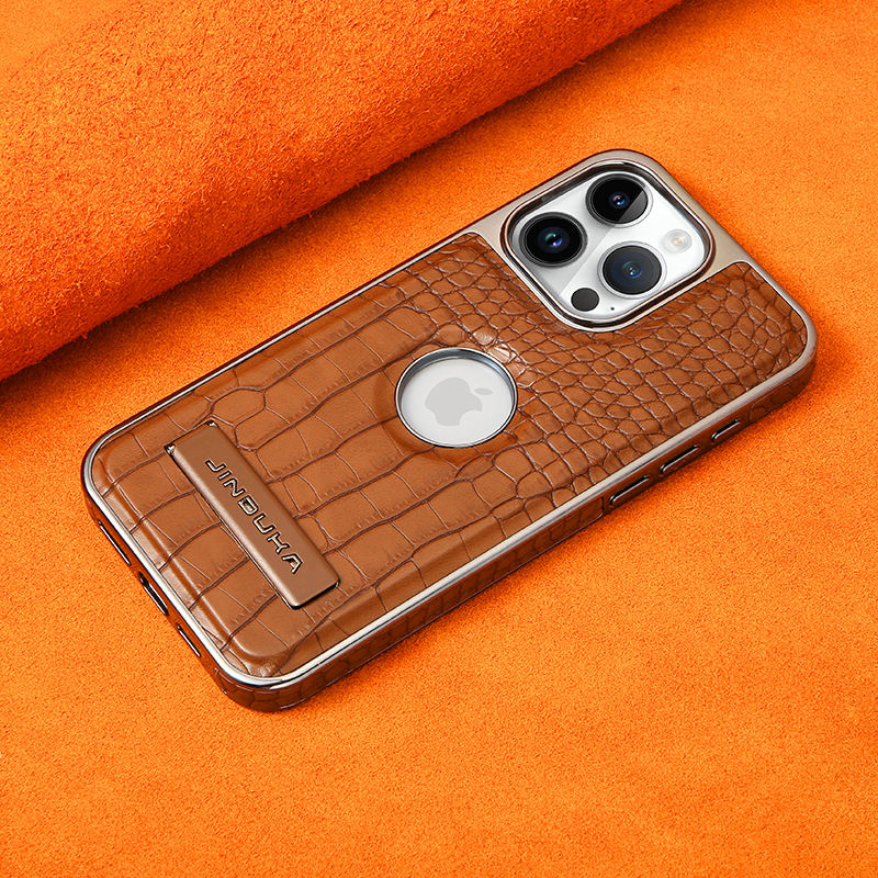 JINDUKA Premium Crocodile Skin Pattern PU Leather MagSafe Kick Stand Soft Case