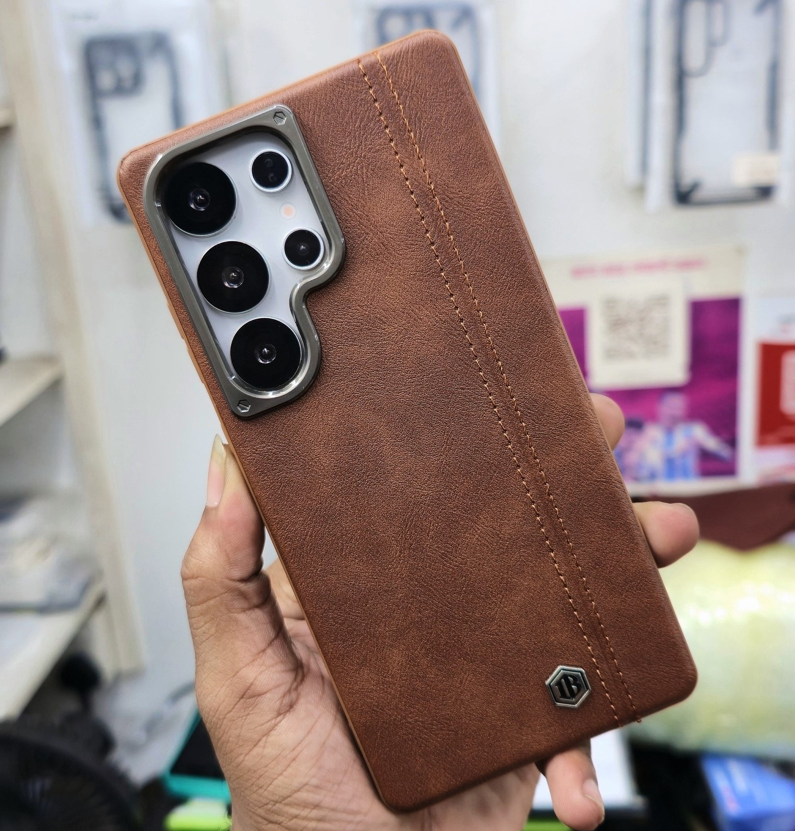 PU Leather Camera Metal Case For Samsung