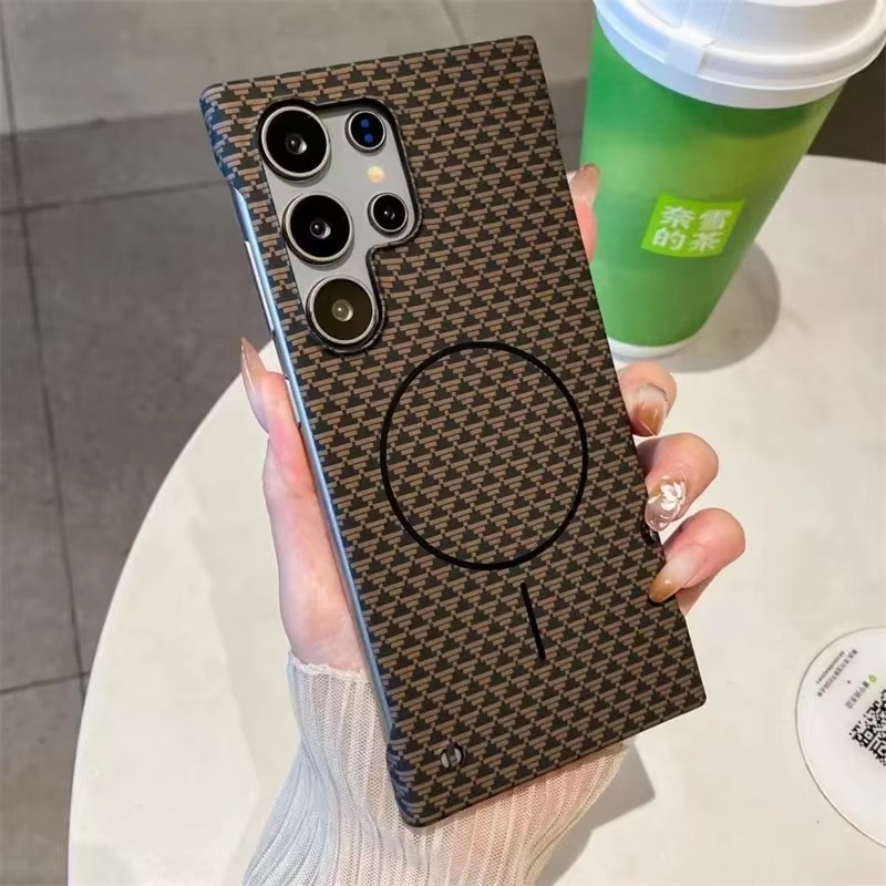 Ultra Thin Premium Mag Safe Magnetic Carbon Fiber Frameless Covers for Samsung