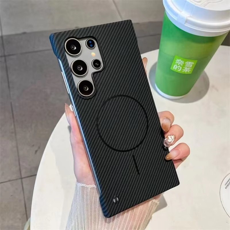 Ultra Thin Premium Mag Safe Magnetic Carbon Fiber Frameless Covers for Samsung